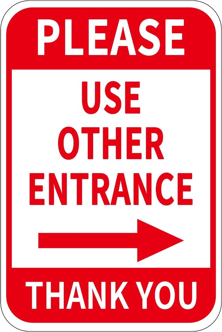 Please Use Other Entrance Sign Aluminum 12x8 Inch Right Arrow Metal Waterproof for Enter Outdoor Business Office 2 Pack