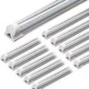 Barrina LED Shop Light, 4FT 40W 5500LM 5000K Daylight White, V Shape, Clear Cover, Linkable with Plug, T8 LED Tube Lights, ETL Listed, 10 Packs (4FT-10 Packs)
