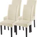 SearchI Dining Room Chair Covers Set of 4, Stretch Jacquard Parsons Chair Slipcovers Super Fit Removable Washable Kitchen Chair Protector Cover for Dining Room, Hotel, Ceremony (Beige Rhombus)