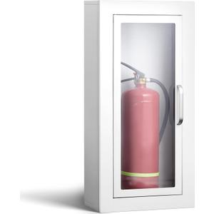 Zonon 1 Pcs 10lb Fire Extinguisher Cabinet Wall & Surface Mount 27 3/8 H x 13 7/8 W x 6 1/2 D White Steel Fire Extinguisher Box Wall Mount Extinguishers Case Holder with Handle for Outdoor Indoor