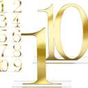 SiliFine 10 Pcs Wedding Table Numbers 1-10 Signs Acrylic Mirror Table Numbers with Protective Film for Wedding Reception Party Birthday Anniversary Event Decorations(Gold)