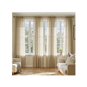 MIULEE Beige Sheer Curtains 72 Inches Long 4 Panels 42 x 72 Inches 