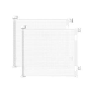 2PCS Retractable Baby Gates, Mesh Dog Gate for Doorways, 33.6" Tall, Expands to 55" Wide,Pet Safety Essential Fit for Baseboards, Wide Toddlers Gates for Hallways, Indoor & Outdoor,White