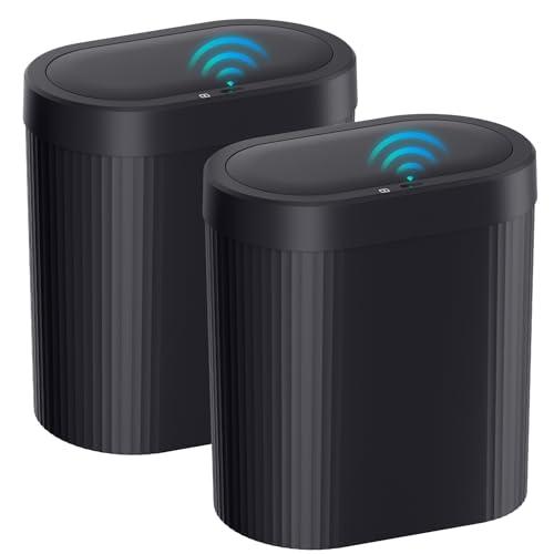 jinligogo one Pack 5 Gallon Bathroom Trash Can with Lid, Automatic Motion Sensor Black Trash Can, Touchless Slim Waterproof Garbage Bin for Kitchen, Bedroom, Office, and Bathroom
