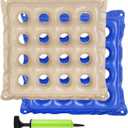 Waffle Cushion 2 Pack - Inflatable Air Cushion with Pump - Pressure Sore Relief - Cream and Blue 17x17 Inch