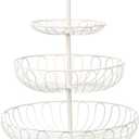 Juvale Countertop Fruit Bowl 3Tier Wire Fruit Basket  18.25 in Tall, White Metal, Classic Round Style  SpaceSaving Kitchen Organizer & Produce Stand with ToolFree Assembly & Carry Handle