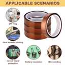 2 x 2 Rolls 10mm x 33m (108FT) Heat Resistant Tape, High Temperature Adhesive Heat Transfer Tape for Sublimation Heat Press Electronic Soldering Masking, No Residue