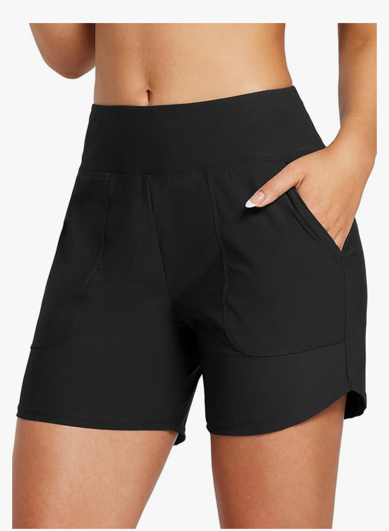 baleaf Women's 3"/5"/7"/9" High Waisted Swim Board Shorts Quick Dry Swimsuits Bottoms Trunks with Pockets, Size -Medium