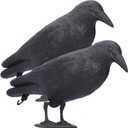 Realistic Crow Decoys, Life Sized Simulation Crow Statue Hunting Bait Decoys Black Crow Figuring,Flying Bird Props for Halloween Party Outdoor Garden Crow Decor (2 PCS)