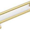 homdiy 5 Pack Matte Gold Cabinet Pulls 7-1/2 inch Hole Center Brushed Brass Kitchen Drawer Handles for Dresser Cupboard Living Room