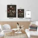 TUEASKY 3 Piece Canvas Wall Art Wildflower Wall Decor Botanical Pictures Floral Paintings Moody Framed Art Vintage Prints Dark Artwork