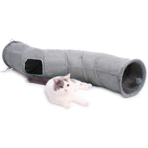 PAWZ Road Cat Tunnel Collapsible S Shape Cat Tunnels for Indoor Cats Cat Play Tube 51 Inches Long 10.5 Inches in Diameter
