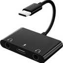 USB C Headphone Adapter,3 in 1 USBC to 3.5mm Dual Headphone Jack Adapter for Stereo,USB-C Audio Adapter with Type-c Fast Charging Port,Headphone Splitter Compatible iPad Pro,Samsung,Google