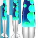 JAMBO 16" Beautiful Lamp- Blue with Yellow/Green Wax, Relaxing Liquid Light, Night Light Nightlight, Home Decor Living Room Office Bedroom Lamp for Adults Teens Kids, Magma Motion