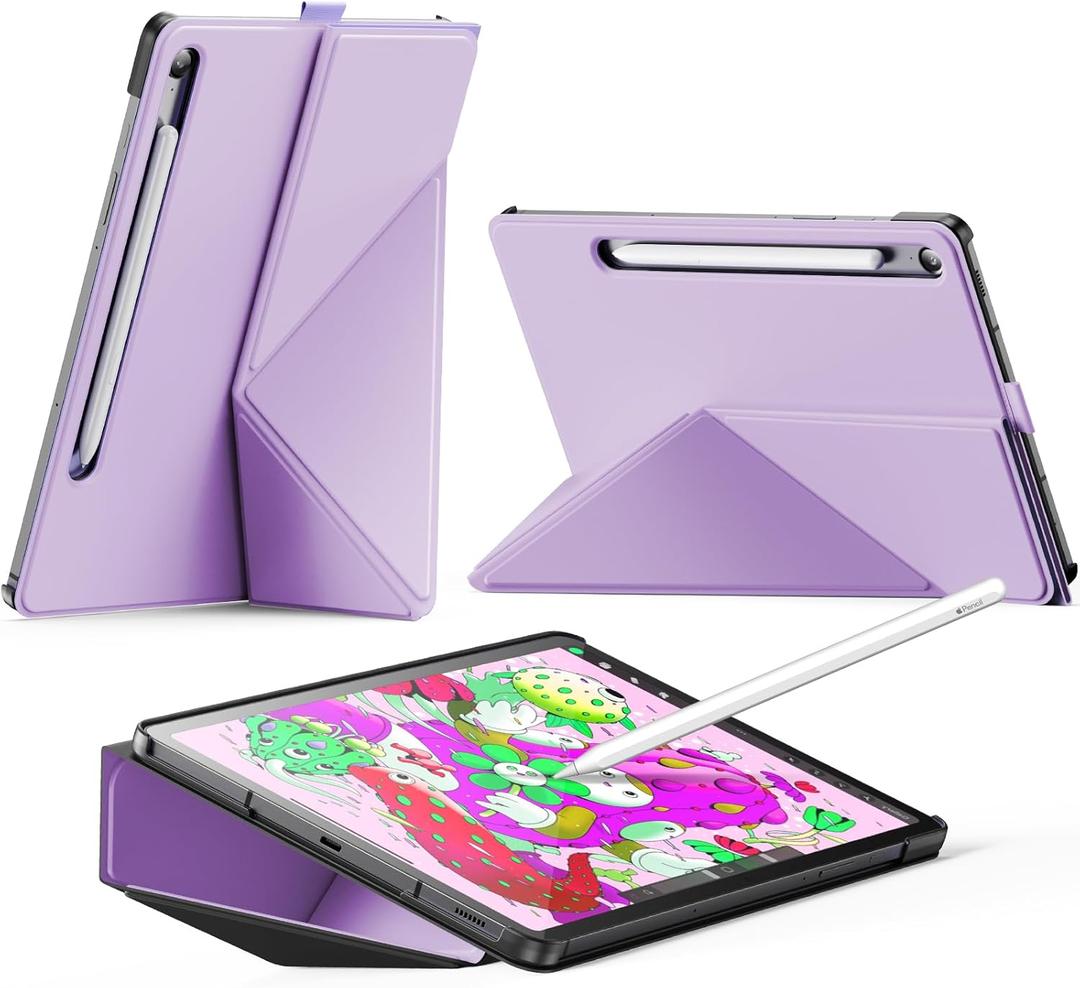 INFILAND Case for Samsung Galaxy Tab S10 Lite/Tab S10 FE/ S9 FE 5G 10.9 Inch/Tab S9 11 Inch, Slim Protective Cover with Multi-Angle Magnetic Origami Stand, Auto Wake/Sleep (Lilac Purple)