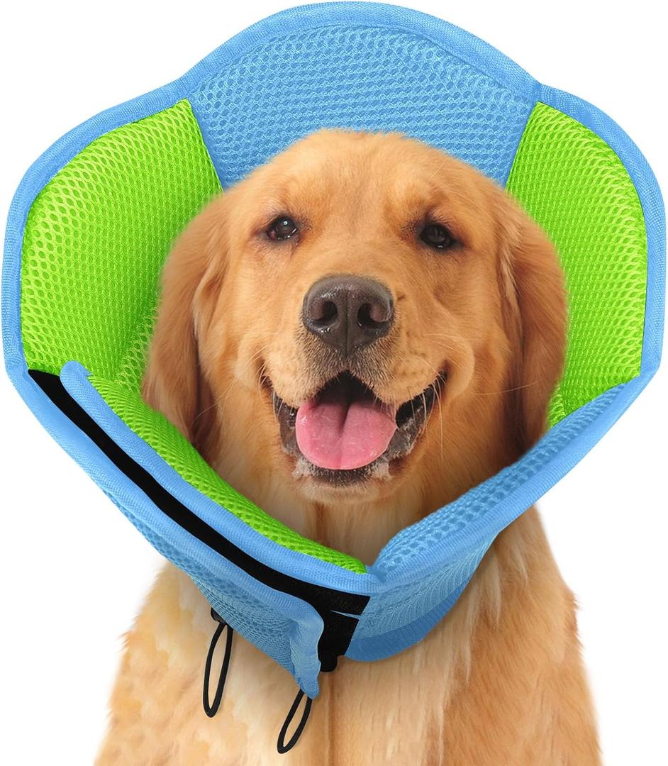 Dog Cone - Soft Cone for Dogs to Stop Licking, Pet E-Collar Alternative After Surgery, Adjustable Pet Recovery Collar for Wound Healing, Light Blue Large