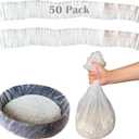 50 Pack Litter Box Liners Compatible with Hooded Litter Box Cat, Elastic Band Trash Bags for Disposal of Cat Waste, Waterproof and Leak Proof (Clear)