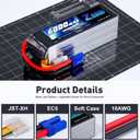 Zeee 6S Lipo Battery 6000mAh 22.2V 100C with EC5 Connector Soft Pack RC Battery for RC Car Truck RC Airplane Helicopter Quadcopter Boat (2 Packs)