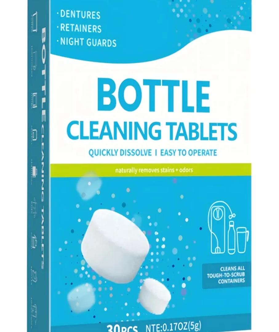 Thermos Cleaning Tablets,Bottle Cleaning Tablets,Stainless Steel Cleaner,for Hot Water Bottle,Coffee Pot,Glass,Tumbler,30 pc，also can clean dentures.