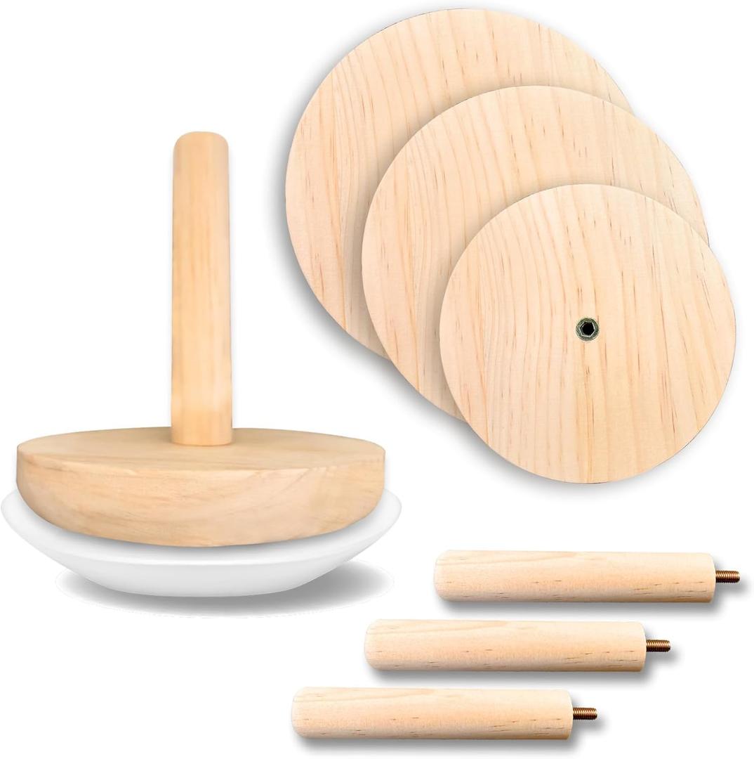 3-Pack Round Pottery Molds Wood Pottery Tools with Handle Top Forms for DIY Bowls Plate Dish Slump Press Art Making Pottery Tools for Handbuilding(4.5" 5.5" 6.5")