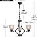 3 Light Shaded Contemporary Chandeliers with Alabaster Glass Black Rustic Light Fixtures Ceiling Hanging Mid Century Modern Pendant Lighting for Bed Room Dining Room Foyer Living Room