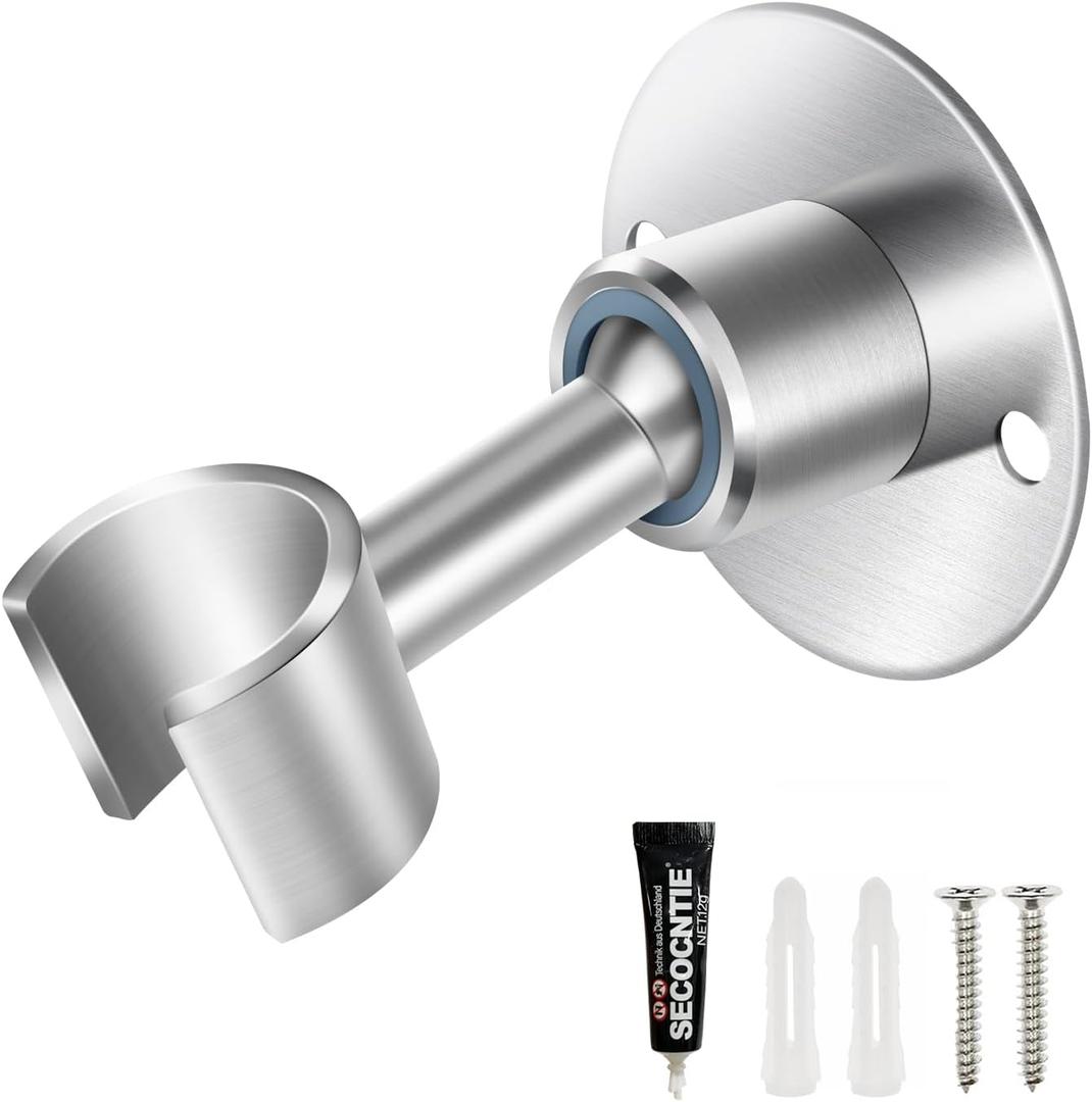 Shower Head Holder Wall Mount,Stainless Steel Handheld Shower Head Holder,Adjustable Shower Spray Holder Metal Shower Head Bracket,Brushed Finish
