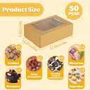 50Pcs 9x6x3 Inch Cookie Boxes with Window, Loaf Cake Boxes Brown Pastry Containers Bakery Boxes for Roll Cakes, Candies and Pastries, Desserts, Muffins, Donuts