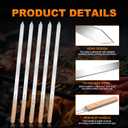 Idong 10 PCS Kabob Skewers 23.6" Flat Stainless Steel BBQ Skewers for Grilling Meat with Wood Handle and Tip Guards, Heavy Duty Reusable for Koobideh Persian Brazilian Shish Kebab (Natural wood)