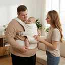 Tivellary Plus-Size Baby Carrier, Widened Shoulder & Extended Waist Straps Up to 68", Reinforced Lumbar Support, Linen-Touch Fabric, Ergonomic “M” Position for Newborn to Toddler (7–44 lbs)