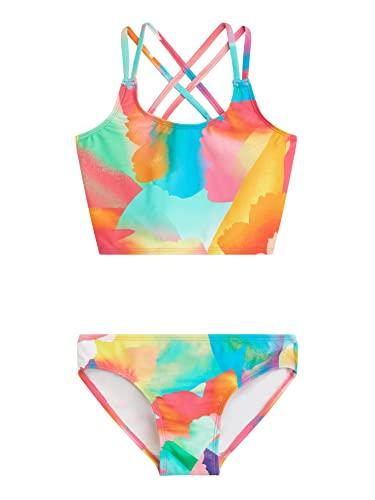 Kanu Surf Girls Waverly UPF 50+ Beach Sport Criss-Cross Tankini Two Piece Swimsuit, Isabel Multi, 16 US