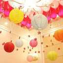 12Pack Paper Lanterns Chinese Japanese Hanging Paper Lanterns with LED Lights Sticks Tassels 8Inch Round for Chinese Lunar New Year Decorations 2026 Spring Festival Valentines Wedding Party Decor