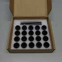 20pcs Black 12x1.5 Lug Nuts, GAsupply Closed End Acorn Spline Tuner Lug Nuts 1.38" 35mm Tall Conical/Cone Seat for Aftermarket Wheels, Pack of 20+1 Socket Key