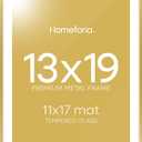 Homeforia 13x19 Picture Frame Gold, High End Metal 13x19 Poster Frames with Mat 11x17 Photo, 13 x 19 Gold Frames Matted to 11 by 17 Print, 19x13 Thin Hanging Frames, Tempered Glass, Wall Kit, Set of 1