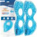USA Merchant - 2 Redesigned Therapeutic Spa Gel Bead Eye Masks - Hot/Cold Reusable Ice Packs with Flexible Beads - Compress Therapy for Puffy Eyes, Dark Circles, Headaches, Migraines, Stress Relief (Blue)