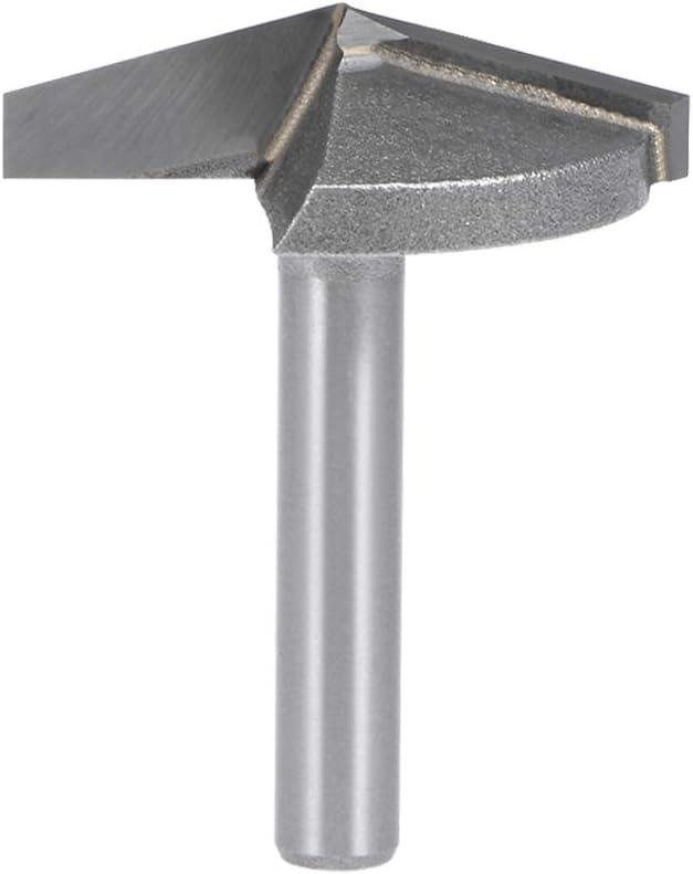 uxcell 150 Degree V-Groove Router Bit 32mm Dia with 6mm Shank, Titanium Steel Tipped V Grooving Bit (Gray)
