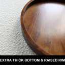 Acacia Wood Round Serving Tray, 13.8" Charcuterie Board with Rim, Decorative Centerpiece for Ottoman, Coffee Table, Couch, Kitchen Island, Round Serving Platter, 1 Pack