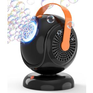 Joyfuture Automatic Bubble Machine, Black Bubbles Blower for Kids, Toddlers - 360 Rotation, 75 Adjustment, with LED Light - Gifts for Boys, Girls, Outdoor, Birthday, Party