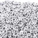 Augshy Letter Beads, 1200PCS Square Letter Beads for Bracelets Making Jewelry DIY Necklace Bracelet(6 mm)