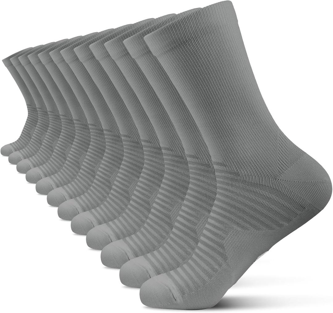 PAPLUS Athletic Crew Compression Socks (6 Pairs) for Men & Women, Running Socks With Arch Support (Large-X-Large)