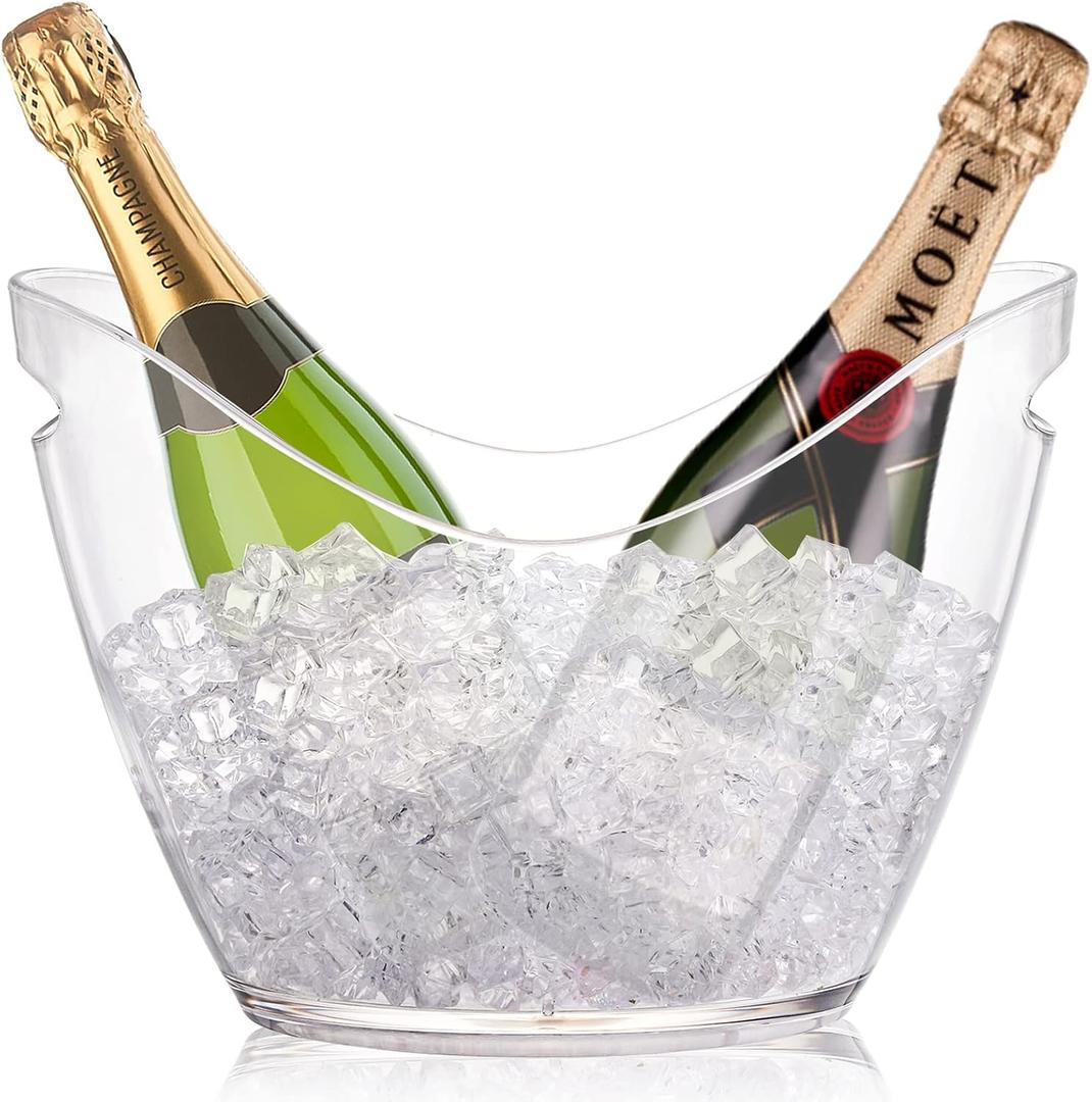 Yesland Ice Bucket, Clear Acrylic 3.5 Liter Storage Tub, Beer Bucket Beverage Chiller Bin for 2 Wine, Champagne Bottles, Beer Bottles
