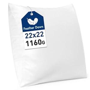 MIULEE Premium Feather and Down 22x22 Throw Pillow Insert Soft Fluffy Throw Pillow Double-Layer Cotton Fabric for Sofa Bed Couch Prevents Feather Leakage