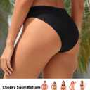 Women Mid Waist Bikini Bottoms - V Cut Front High Cut Cheeky Swim Bottoms | Bathing suit bottoms, Swimsuits, Full lining, Sexy (Black, S)