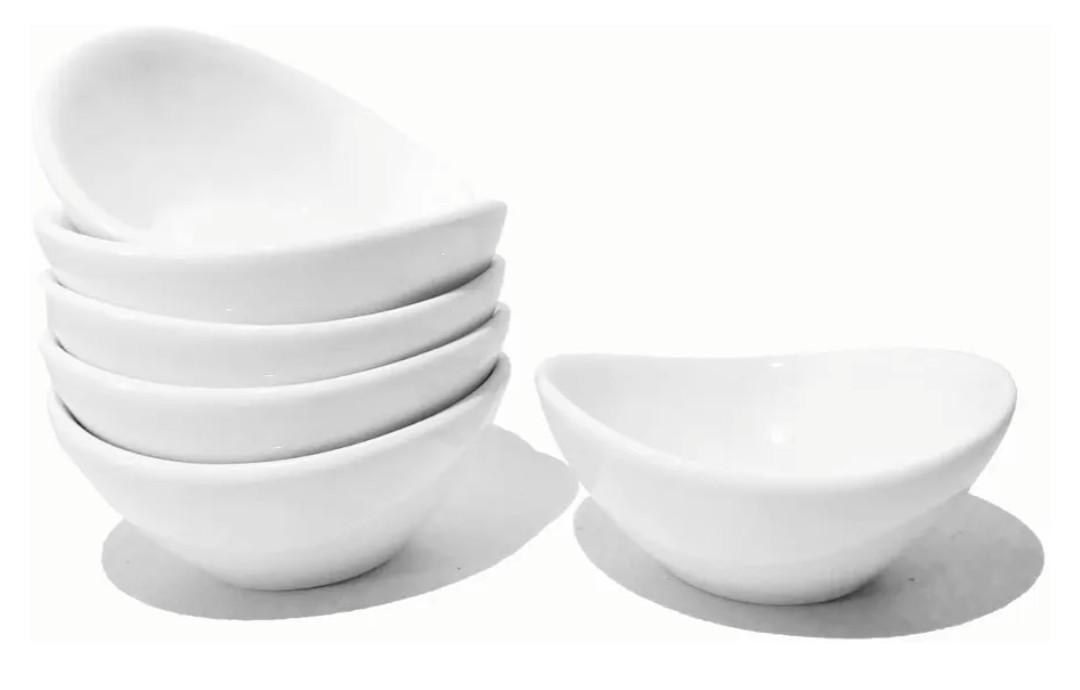 Soy Sauce Dish - Dipping Bowls Set, White Porcelain Dipping Bowls/Dishes for Soy Sauce, Ketchup, BBQ Sauce or Seasoning- 1 Oz,Set of 6,D1