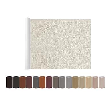 Leather Repair Patch Tape, Brown 17 x 61 Inches Self Adhesive Leather Repair Kit for Furniture, Car Seat,Vinyl Leather Repair Kit for Office Chairs, Bags, Luggage, Ivory