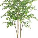 Tall UV Resistant Ficus Tree Artificial7ft(84in) Realistic Texture Potted Faux Ficus Tree Fake Trees Indoor Outdoor for Home Office Living Room Bedroom Foyer Porch Decor.