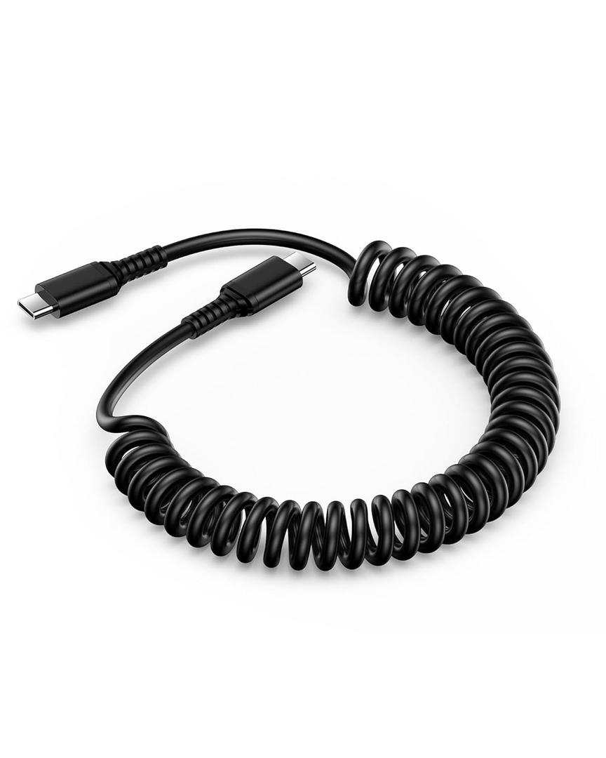 iPhone 17/16 Car Carplay Charger Cable Coiled USB C to USB-C Fast Charging Cord 3ft Retractable Type C Auto Phone Charger PD Wire Compatible with Apple 16e/16 Pro Max/16 Pro/16 Plus/15, Galaxy, Pixel