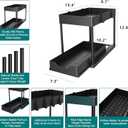MEAFBIRD 2 Pack Under Sink Organizer, 2 Tier Bathroom Cabinet Organizer with Sliding Basket, Multi-Purpose Under Sink Organizers and Storage for Bathroom Kitchen (Black 2 Pack)