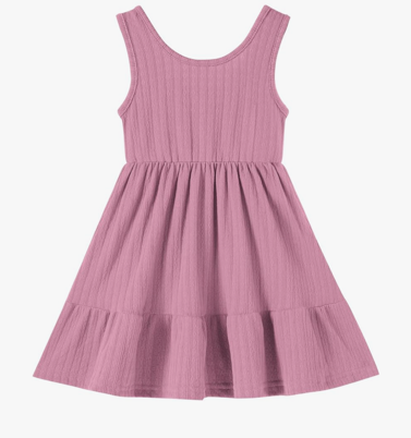 U·nikaka Baby Girls Dresses Sleeveless Ribbed Toddler Princess Dresses Casual Little Girls Everyday Summer Sundress 2-6Y, Size 90