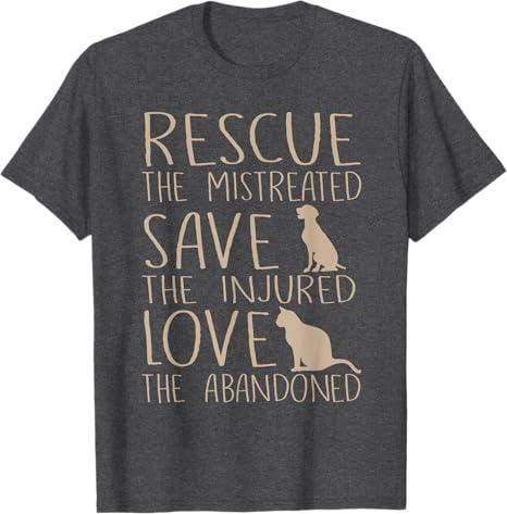 Rescue Save Love - Cute Animal Rescue Dog Cat Lovers T-Shirt Size 4XL