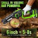 Mini Chainsaw Cordless, 6 Inch Electric Chainsaw with 2 Battery, Handheld Battery Powered Chain Saw with Auto Oiler, Garden Tools Saw for Wood Cutting Tree Cutter, Holiday Gifts for Men, Dad, Husband